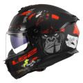 LS2 FF808 STREAM II ANGRY MONKEY M.BLACK RED-06 XS