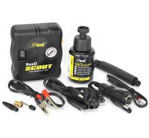 AirMan ResQ Scout 12 V Compressor +100 ml Tire Sealant - Tire Mobility KIT
