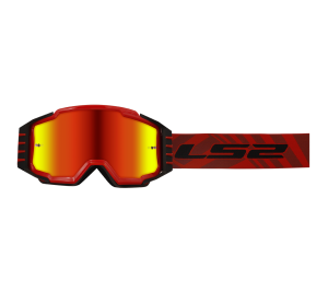 LS2 CHARGER PRO GOGGLE RED WITH IRIDIUM VISOR