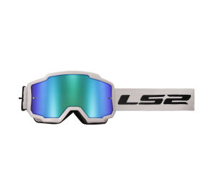 LS2 CHARGER GOGGLE WHITE WITH H-V GREEN IRID.VISOR