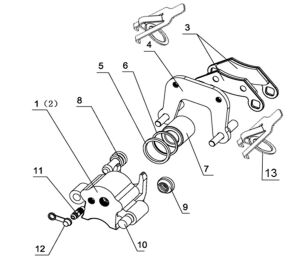 BRAKE CALIPER , FR  (REAR DIFFER AXL ASSY STYLE)