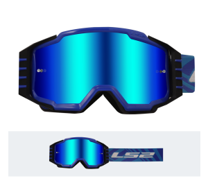 LS2 CHARGER PRO GOGGLE BLUE WITH IRIDIUM VISOR