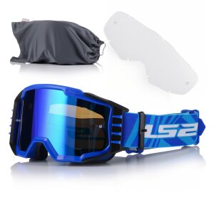 LS2 CHARGER PRO GOGGLE BLUE WITH IRIDIUM VISOR