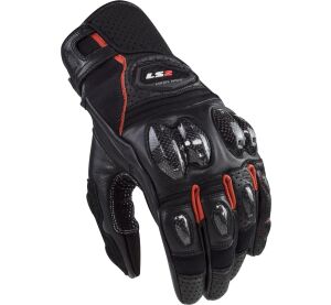 LS2 SPARK 2 LEATHER MAN GLOVES BLACK RED