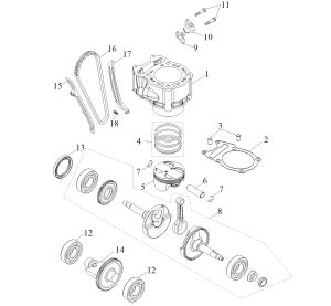 PISTON, CRANKSHAFT, CYLINDER