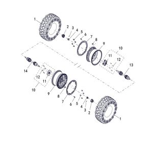 WHEEL REAR (RIM WITH LOCK RING, TIRE 26X11-14)