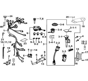 WIRING HARNESS、LOCK ASSY.