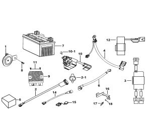 BATTERY、HORN、RELAY、RECTIFIER