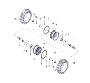WHEEL FRONT (RIM WITH LOCK RING, TIRE 26X9-14)