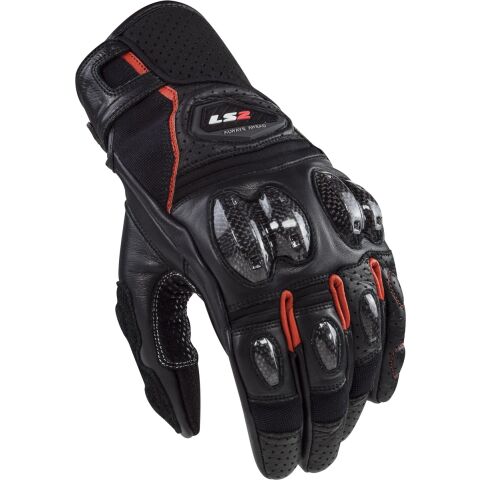 LS2 SPARK 2 LEATHER MAN GLOVES BLACK RED S