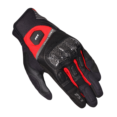 LS2 ATOM MAN GLOVES BLACK RED L