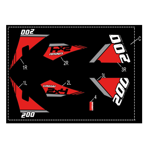 KOMPLETNÍ POLEPY - LINHAI LOGO (BLACK PLASTIC) 200