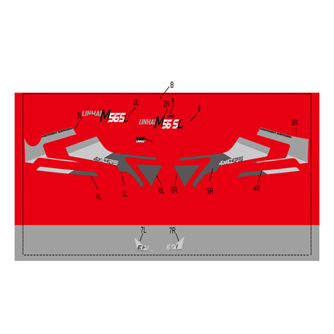 KOMPLETNÍ POLEPY - LINHAI LOGO (RED PLASTIC) M565Li