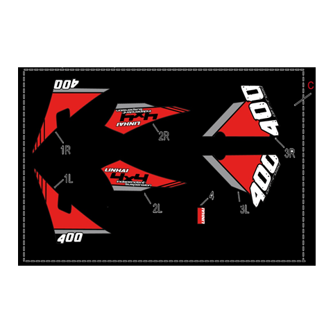 KOMPLETNÍ POLEPY - LINHAI LOGO (BLACK PLASTIC) 400