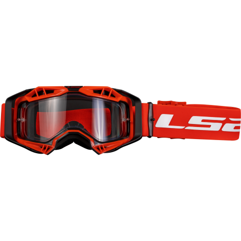 LS2 AURA ENDURO SERIES GOGGLE BLACK RED WITH CLEAR VISOR
