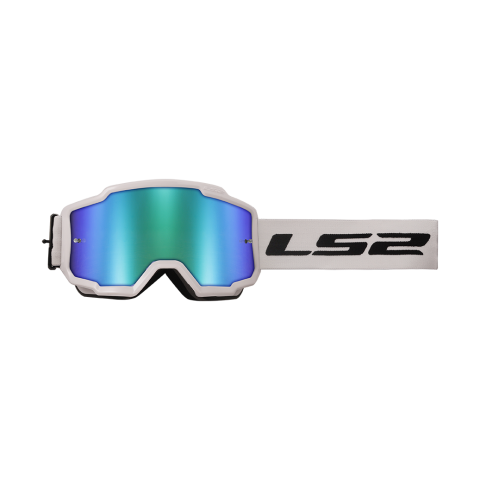 LS2 CHARGER GOGGLE WHITE WITH H-V GREEN IRID.VISOR