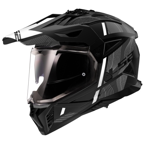 LS2 MX702 PIONEER II HILL MATT BLACK WHITE-06 XL
