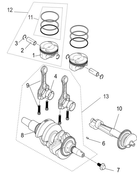 Crankshaft connection rod&piston assembly
