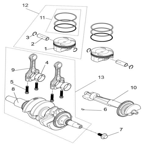 Crankshaft connection rod&piston assembly