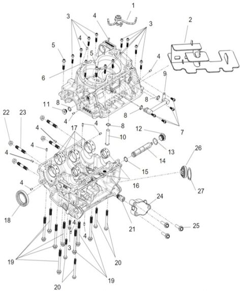 Upper and lower crankcase sub-assembly.