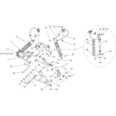 FRONT SUSPENSION ASSEMBLY (NARROW VEHICLE VERSION)