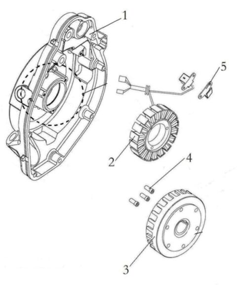 INSTRUCTIONS FOR GENERATOR, THE RIGHT COVER AND THE REGULATOR RECTIIFIER.