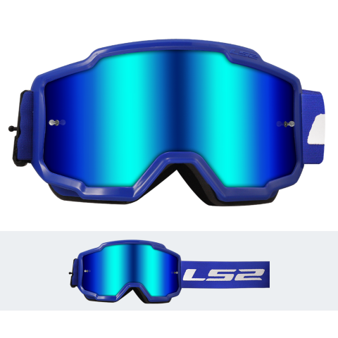 LS2 CHARGER GOGGLE BLUE WITH IRIDIUM VISOR