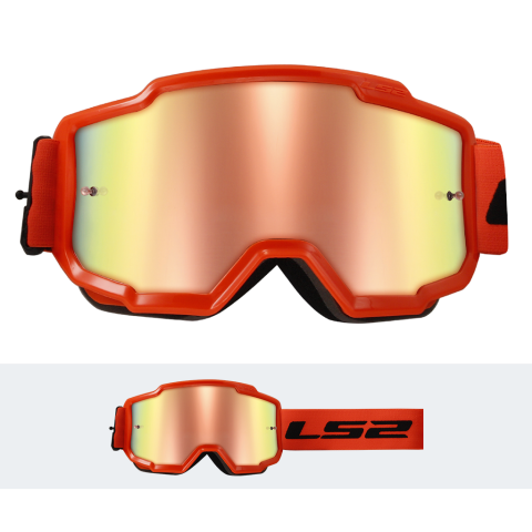 LS2 CHARGER GOGGLE H-V ORANGE WITH IRIDIUM VISOR