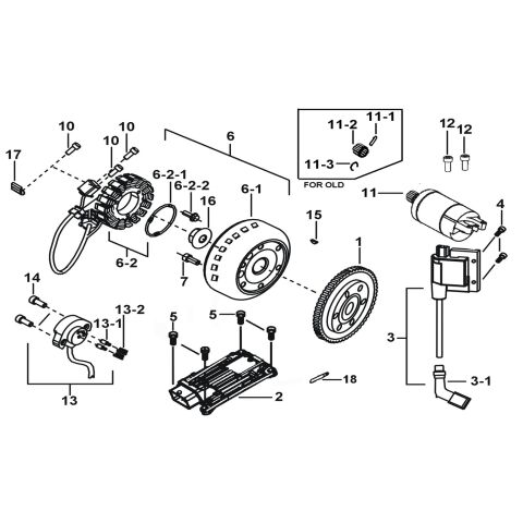 MOTOR STARTING、FLYWHEEL MAGNETO、ECU