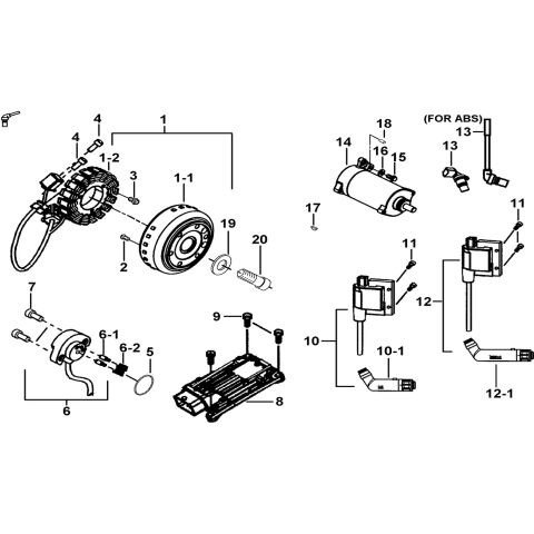 MOTOR STARTING、FLYWHEEL MAGNETO、ECU