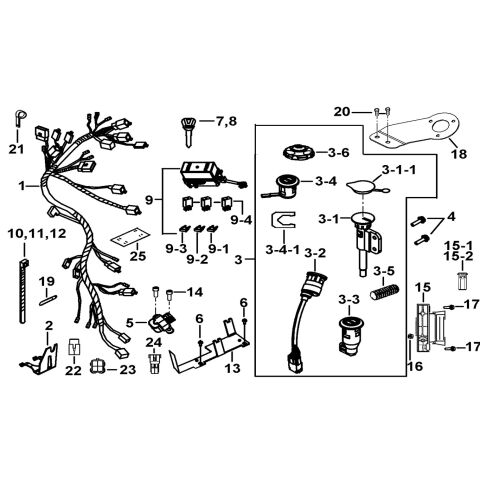 WIRING HARNESS、LOCK ASSY.