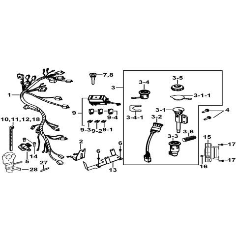 WIRING HARNESS、LOCK ASSY.