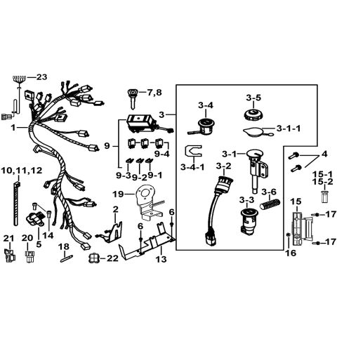 WIRING HARNESS、LOCK ASSY.