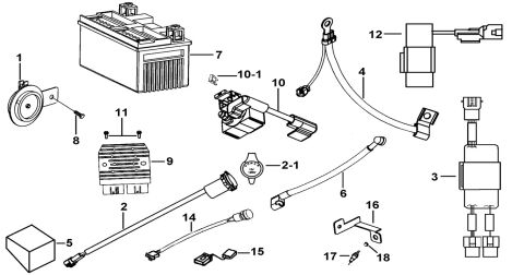 BATTERY、HORN、RELAY、RECTIFIER
