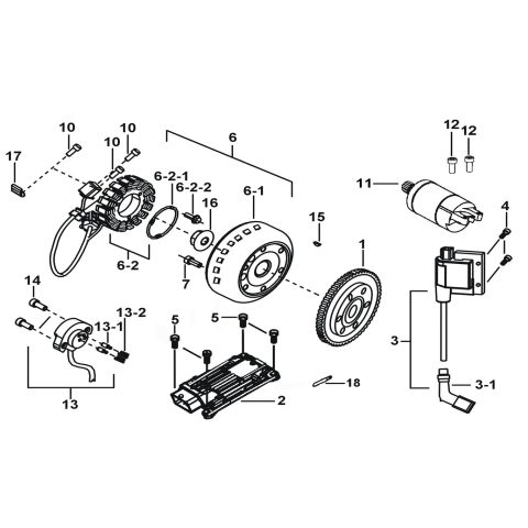 MOTOR STARTING、FLYWHEEL MAGNETO、ECU