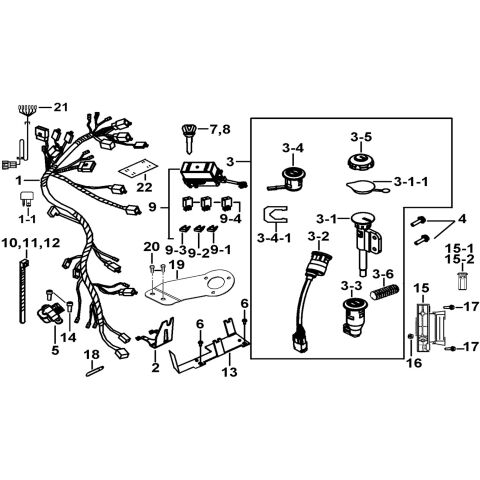 WIRING HARNESS、LOCK ASSY.