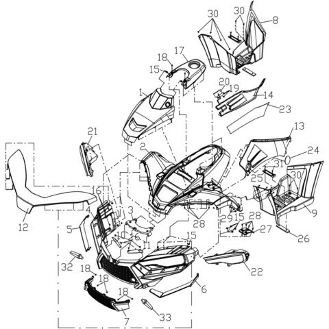 FRONT BODY (ATV550 PROMAX, NORMAL EEC FRONT TURN SIGNAL LIGHTS)