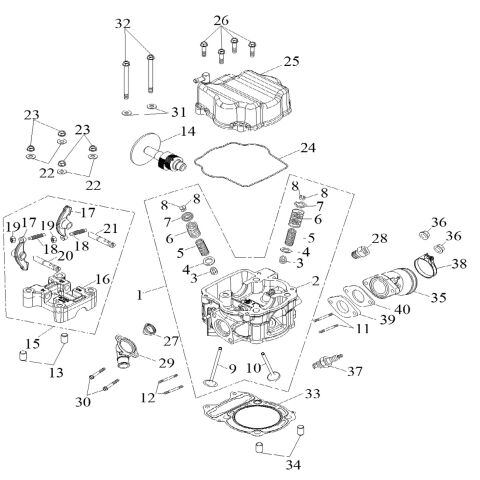 CYLINDER HEAD COVER, CYLINDER HEAD (Sport and Utility model for EEC Version)