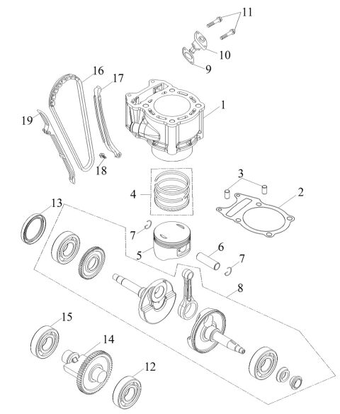 PISTON, CRANKSHAFT, CYLINDER