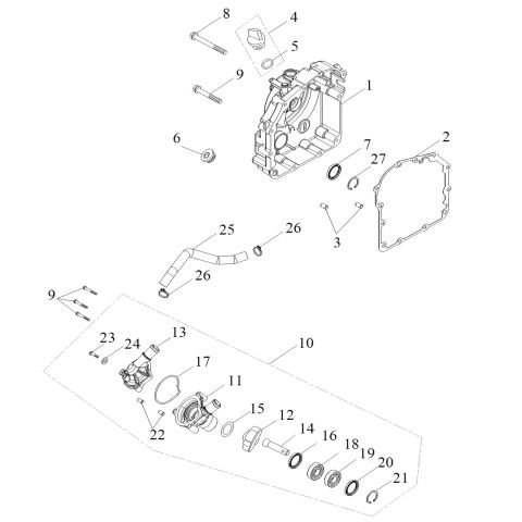 R.CRANKCASE, WATER PUMP