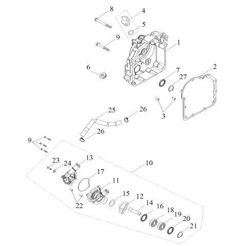 R.CRANKCASE, WATER PUMP