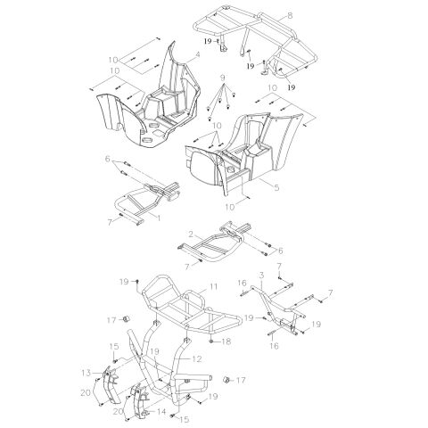 FOOTREST/ REAR RACK/ FRONT BUMPER