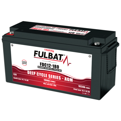 FULBAT Battery 12V/180Ah FDC12-180 Deep Cycle AGM Carbon, Linhai UTV Electric