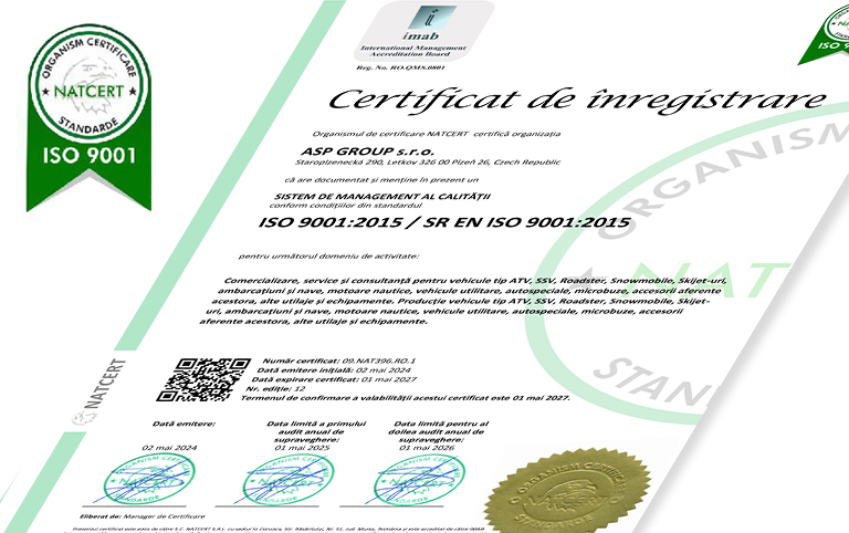 Certifikace ASP Group ISO 9001:2015